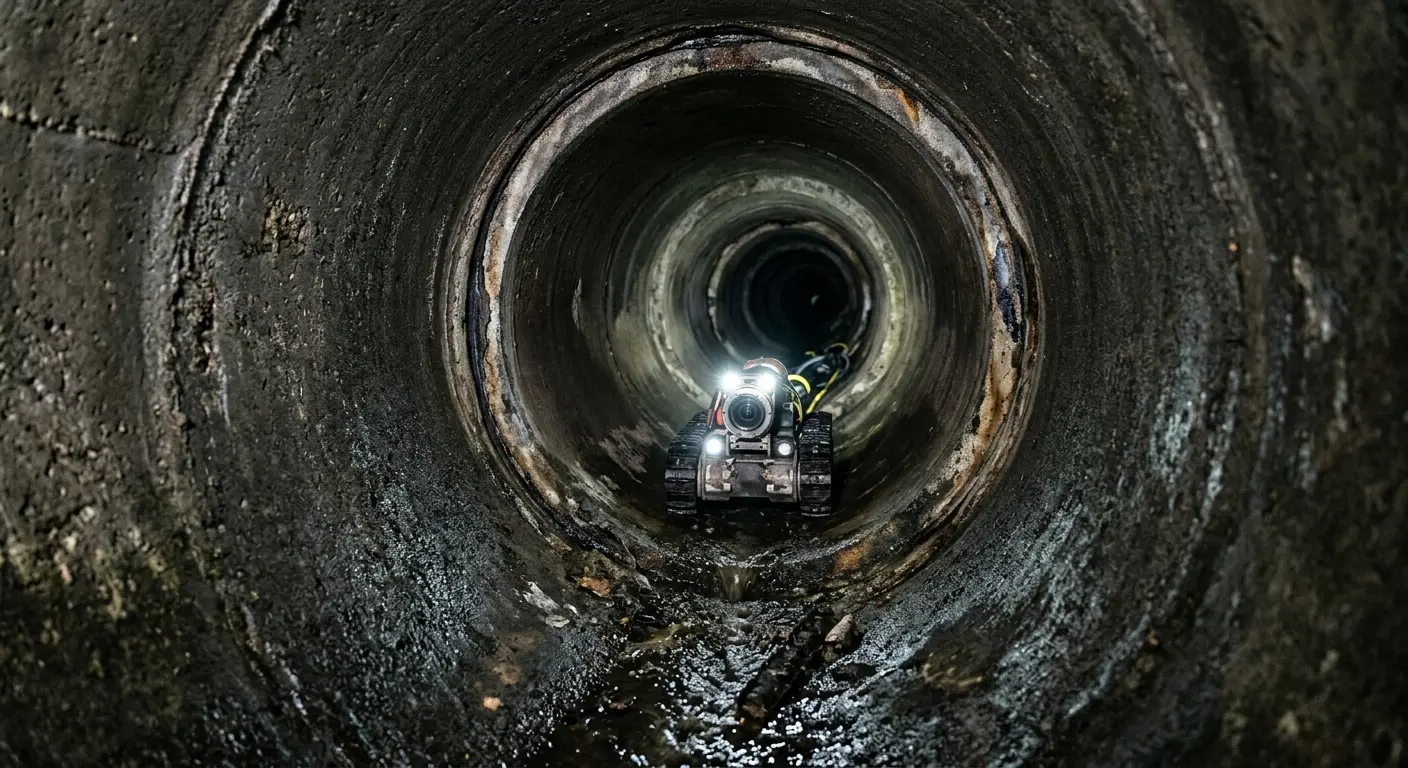 Robotic sewer camera inspecting pipe interior for Sewer Line Cleaning in Lake San Marcos